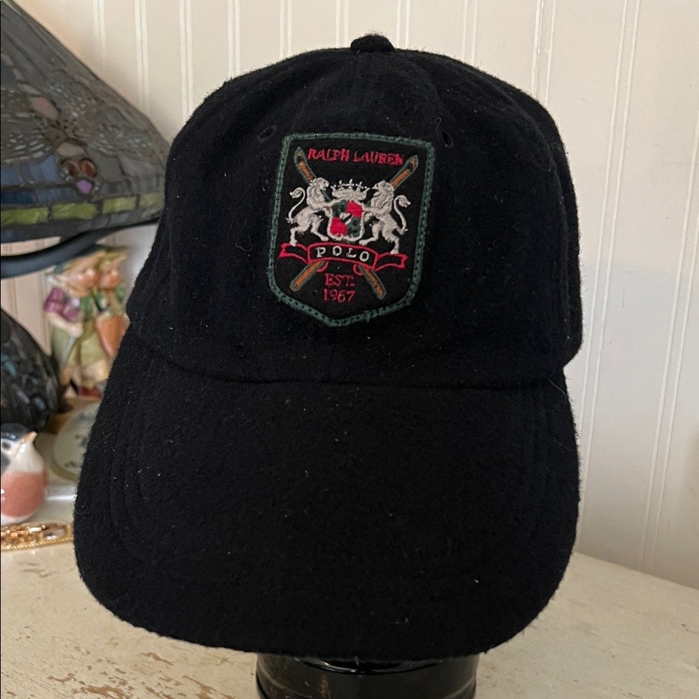 Vintage Polo Sport Ralph Lauren Wool Blend Hat Cap Green Sz L Lion Crest USA